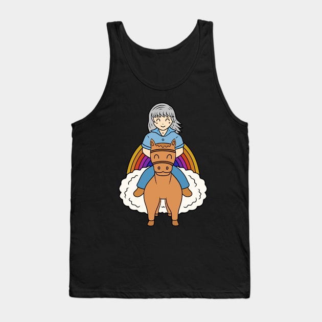 Chibi horse riding Tank Top by Andrew Hau